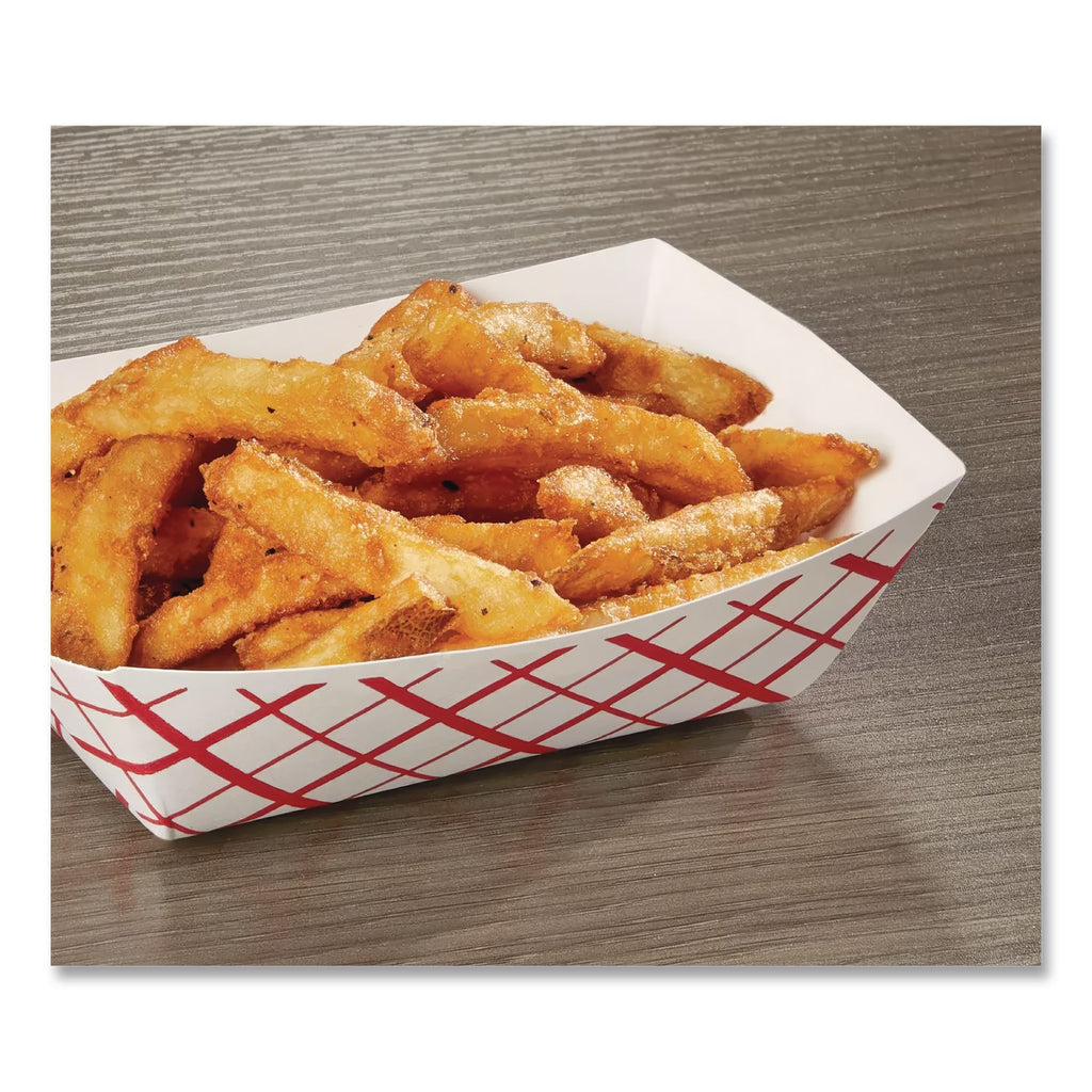 Paper Food Baskets, 3 lb Capacity, 7.2 x 4.95 x 1.94, Red/White, Paper, 500/Carton