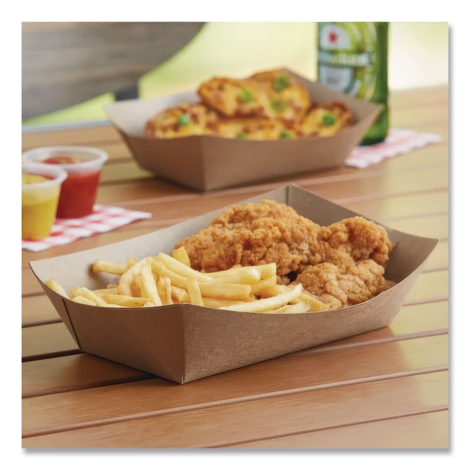 Eco Food Trays, 1 lb Capacity, Brown Kraft, Paper, 1,000/Carton