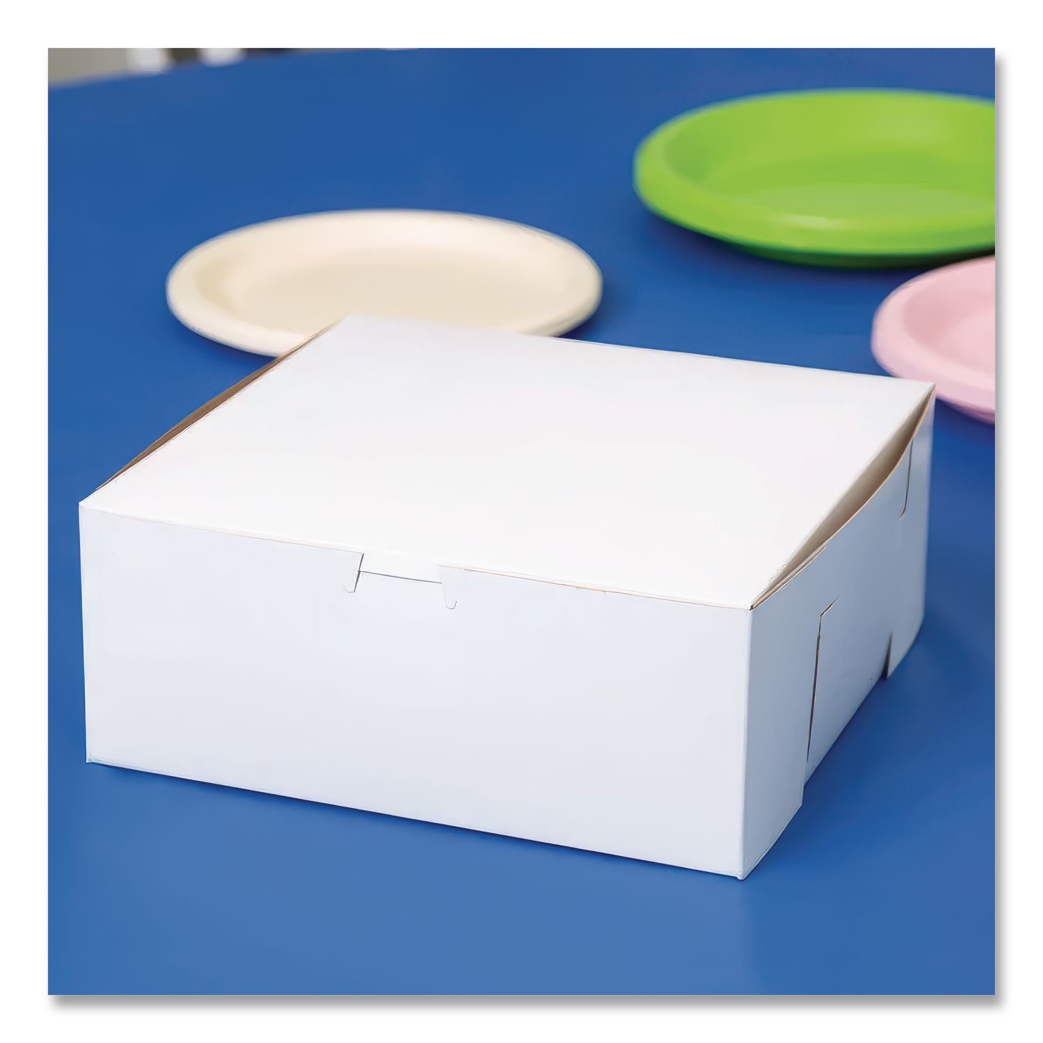 White One-Piece Non-Window Bakery Boxes, 10 x 10 x 3, White, Paper, 200/Carton