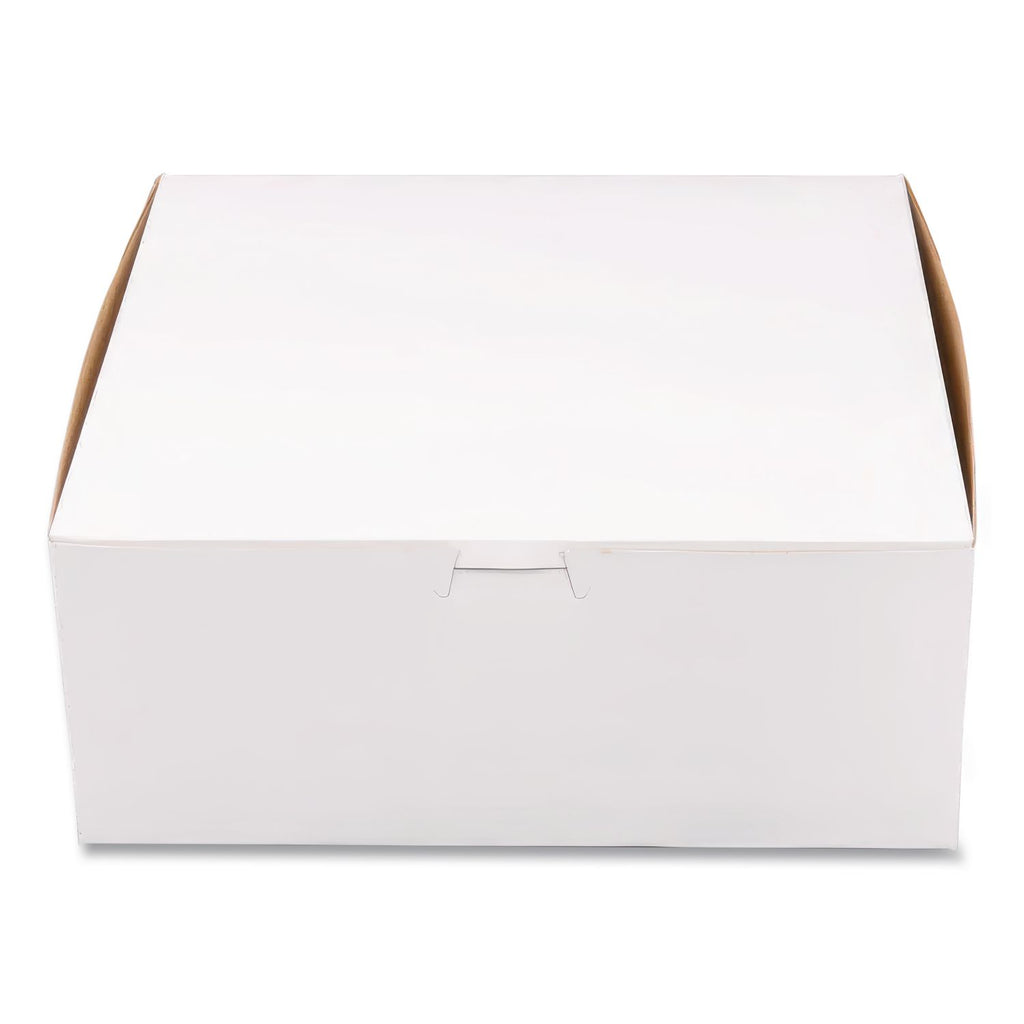 White One-Piece Non-Window Bakery Boxes, 10 x 10 x 4, White, Paper, 100/Carton