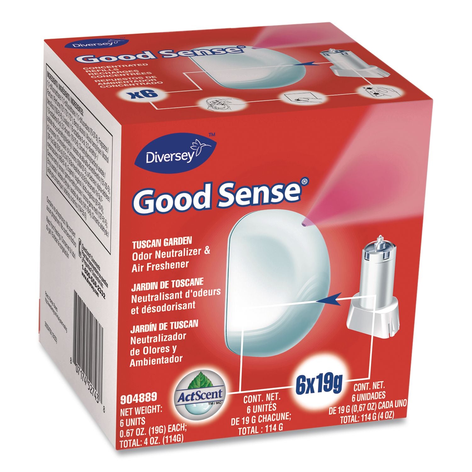 Good Sense Automatic Spray System, Tuscan Garden Scent, 0.67 oz Cartridge, 12/Carton