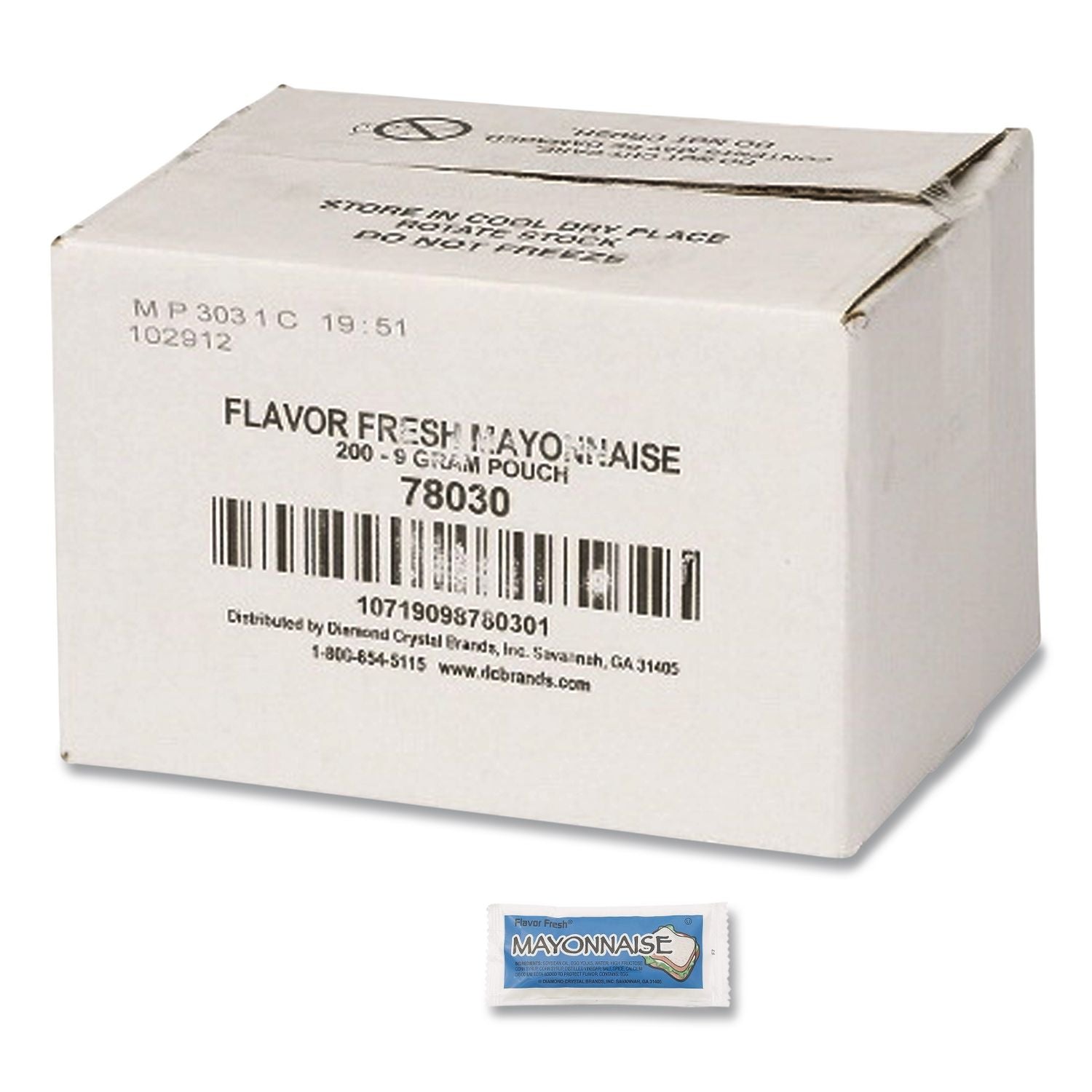 Condiment Packets, Mayonnaise, 0.32 oz Packet, 200/Carton