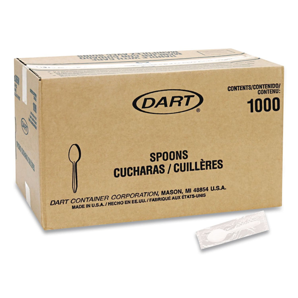 Reliance Mediumweight Cutlery, Teaspoon, Individually Wrapped, White, 1,000/Carton
