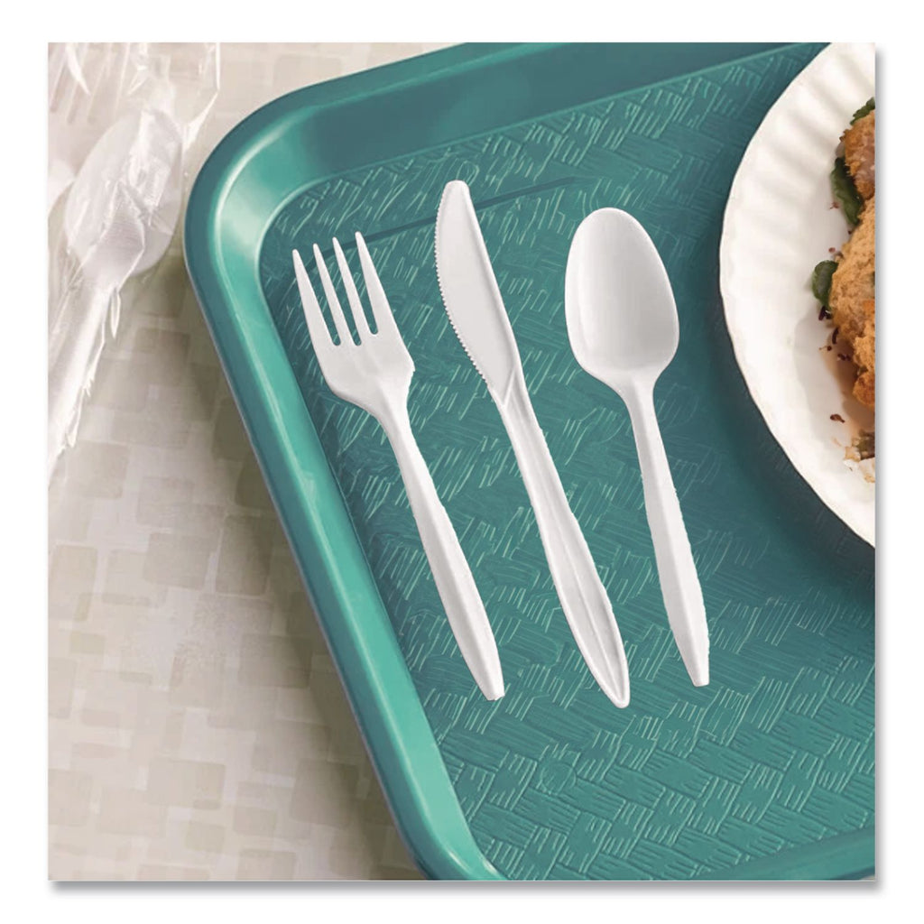 Reliance Mediumweight Cutlery Kit, Knife/Fork/Spoon, White, 500 Kits/Carton