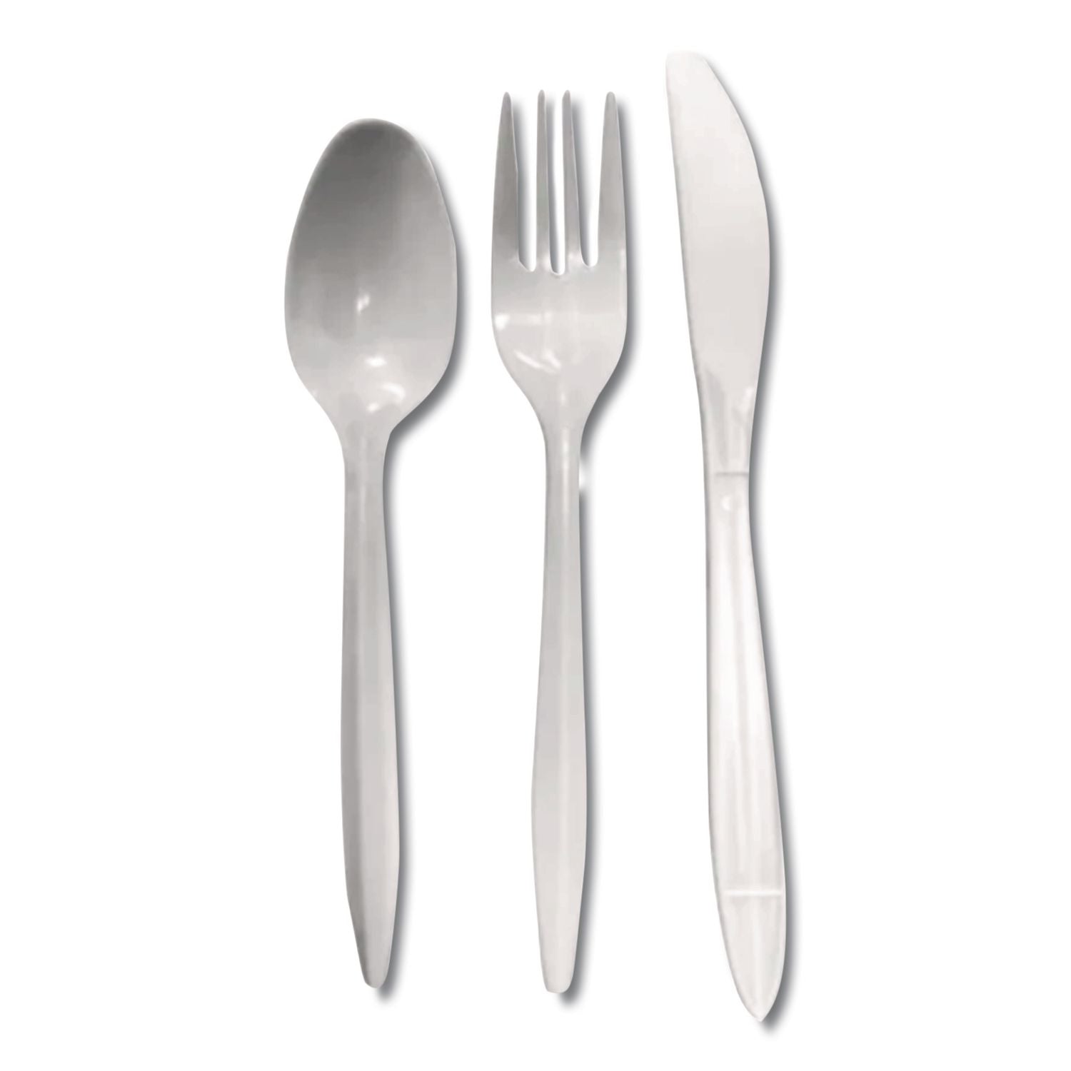 Reliance Mediumweight Cutlery Kit, Knife/Fork/Spoon, White, 500 Kits/Carton