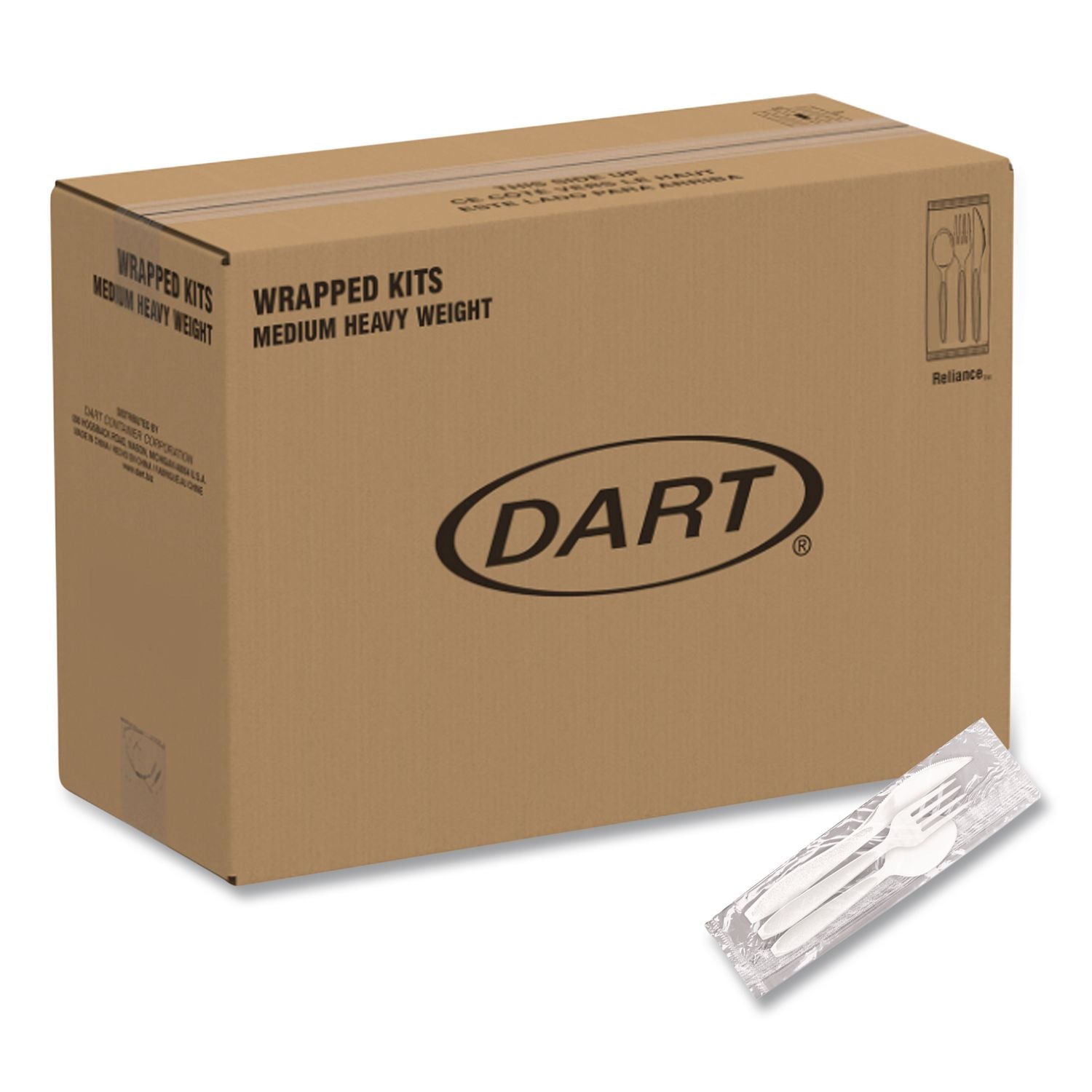 Reliance Mediumweight Cutlery Kit, Knife/Fork/Spoon, White, 500 Kits/Carton