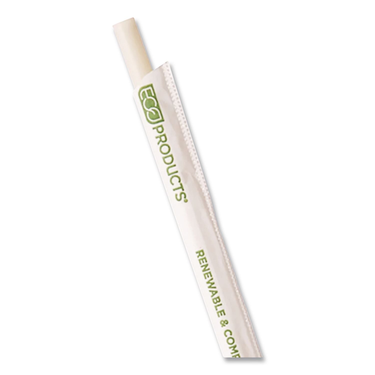 Jumbo Wrapped Paper Straw, 7.75", 6 mm Diameter, White, 3,000/Carton