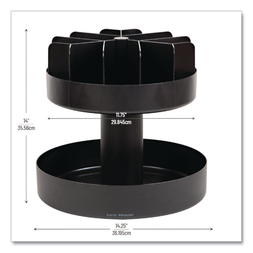 Supreme Lazy Suzan Condiment/Snack Organizer, 2 Compartments, 22.05 x 2.05 x 16.14, Black