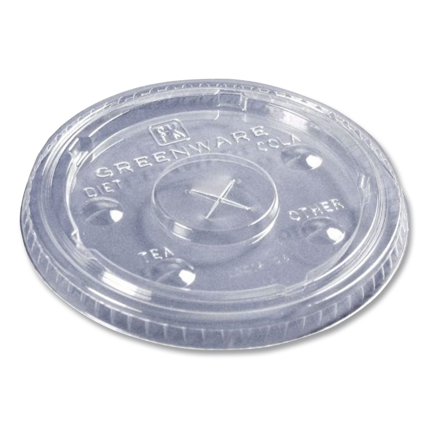 Greenware Cold Drink Lids, Fits 16 oz, 18 oz, 24 oz Cups, X-Slot, Clear, 1,000/Carton