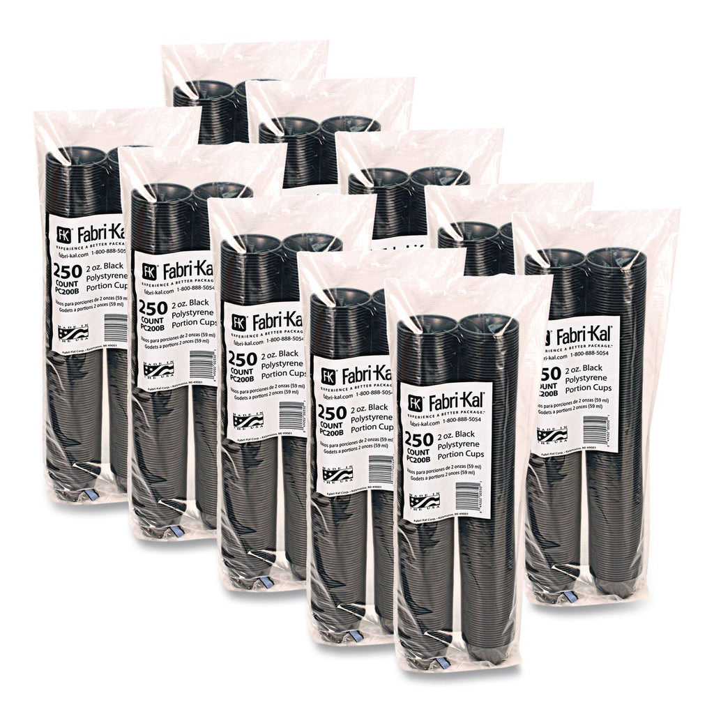 Portion Cups, 2 oz, Black, 250/Sleeve, 10 Sleeves/Carton