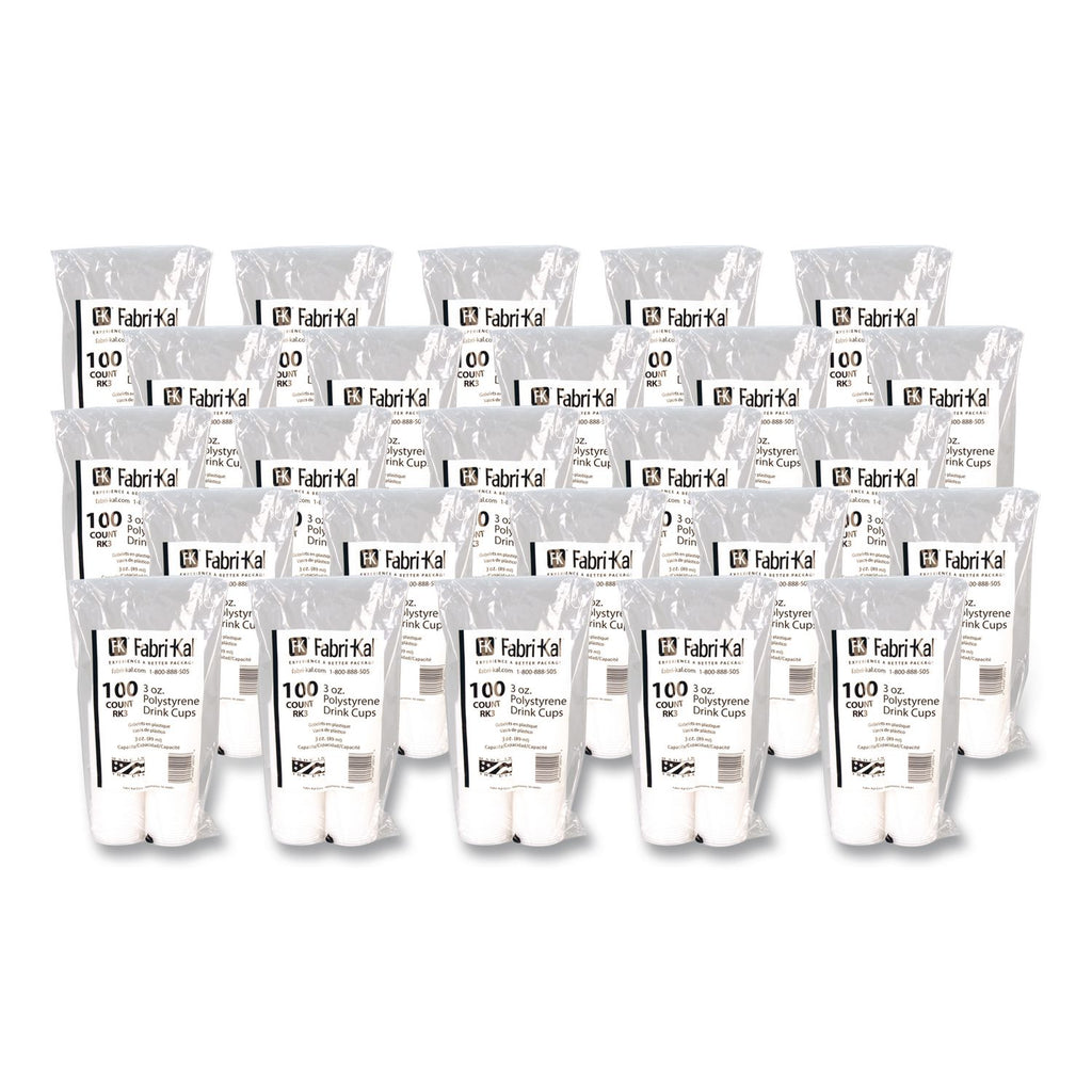 RK Crisscross Cold Drink Cups, 3 oz, Clear, 100 Bag, 25 Bags/Carton