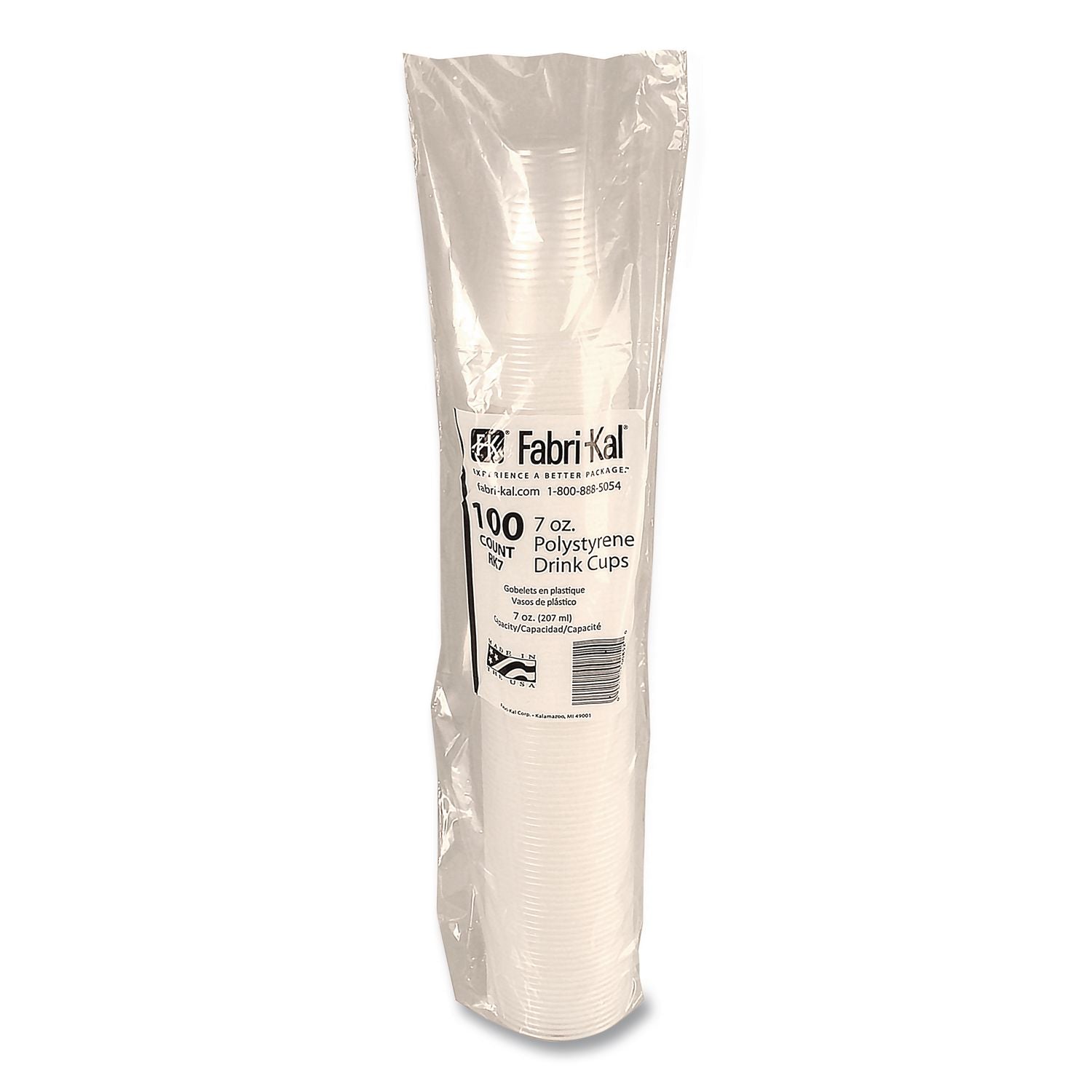 RK Ribbed Cold Drink Cups, 7 oz, Clear, 100 Bag, 25 Bags/Carton