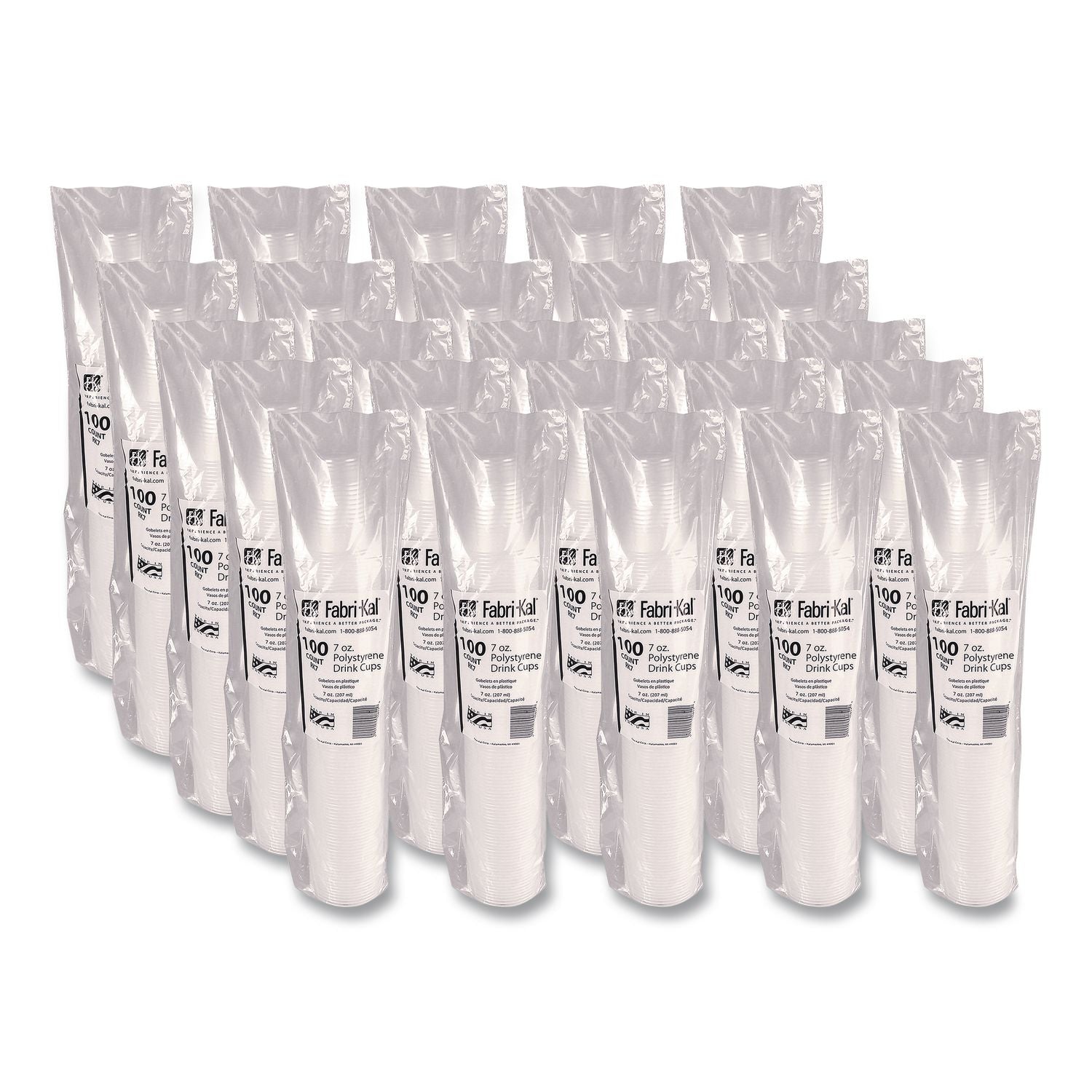 RK Ribbed Cold Drink Cups, 7 oz, Clear, 100 Bag, 25 Bags/Carton