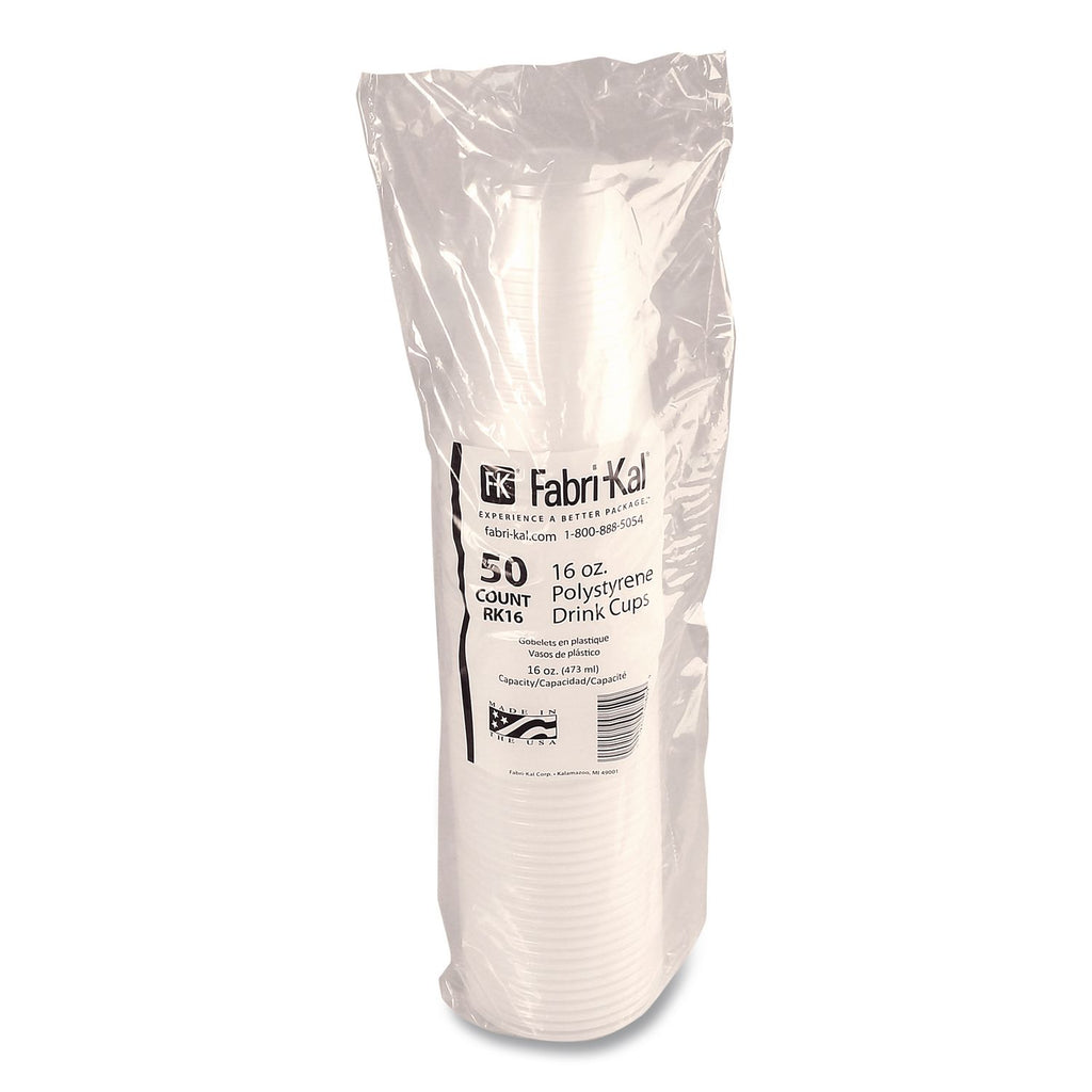 RK Ribbed Cold Drink Cups, 16 oz, Translucent, 50/Sleeve, 20 Sleeves/Carton