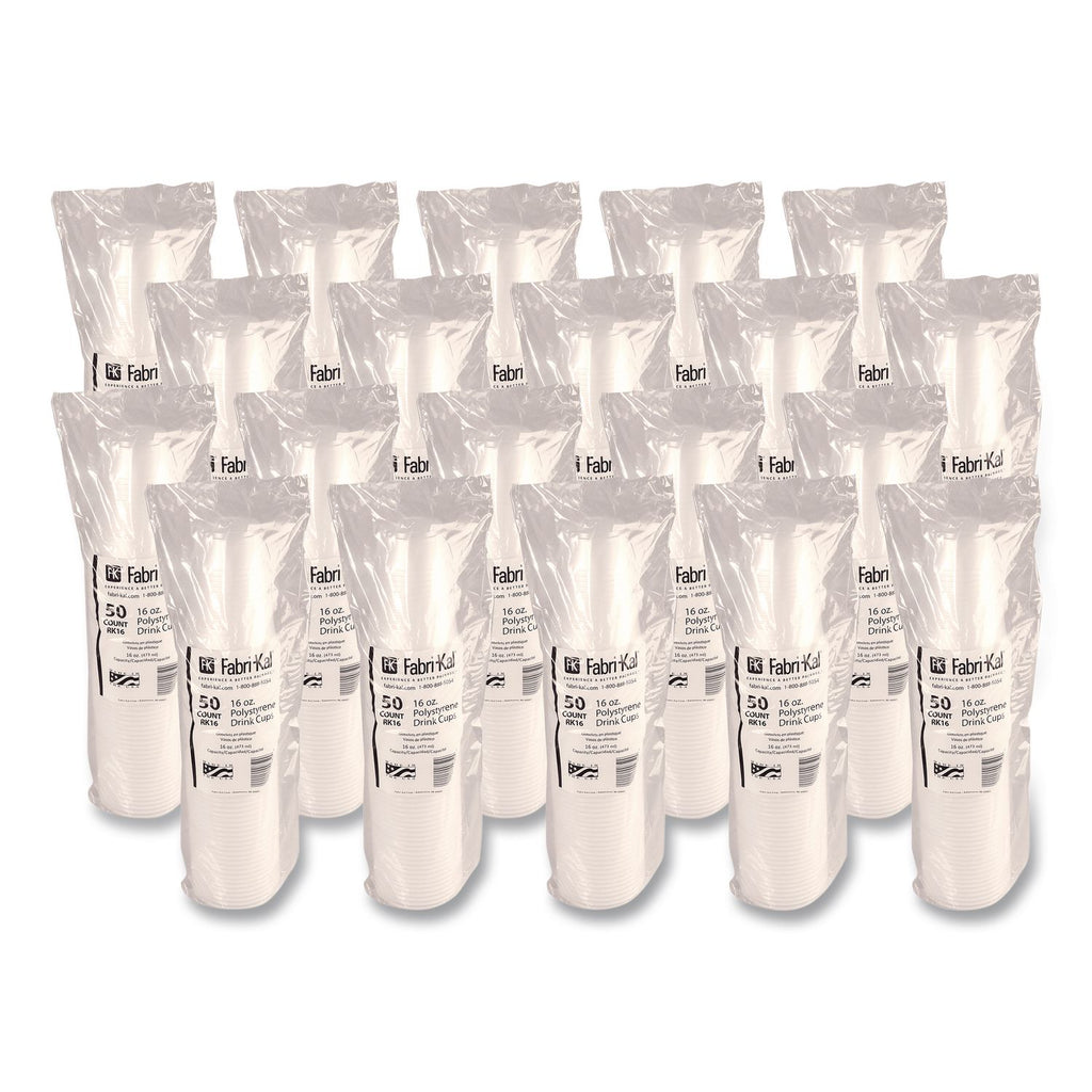 RK Ribbed Cold Drink Cups, 16 oz, Translucent, 50/Sleeve, 20 Sleeves/Carton