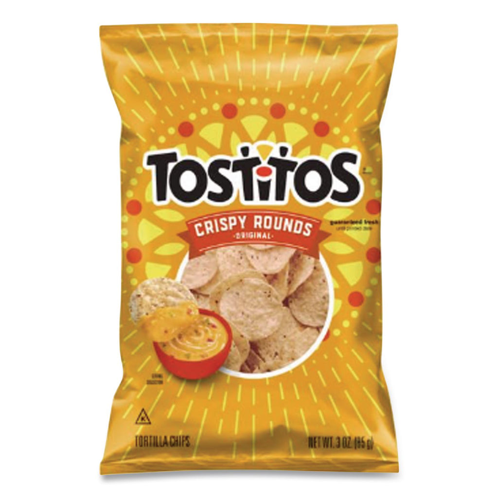 Tortilla Chips Crispy Rounds, 3 oz Bag, 28/Carton