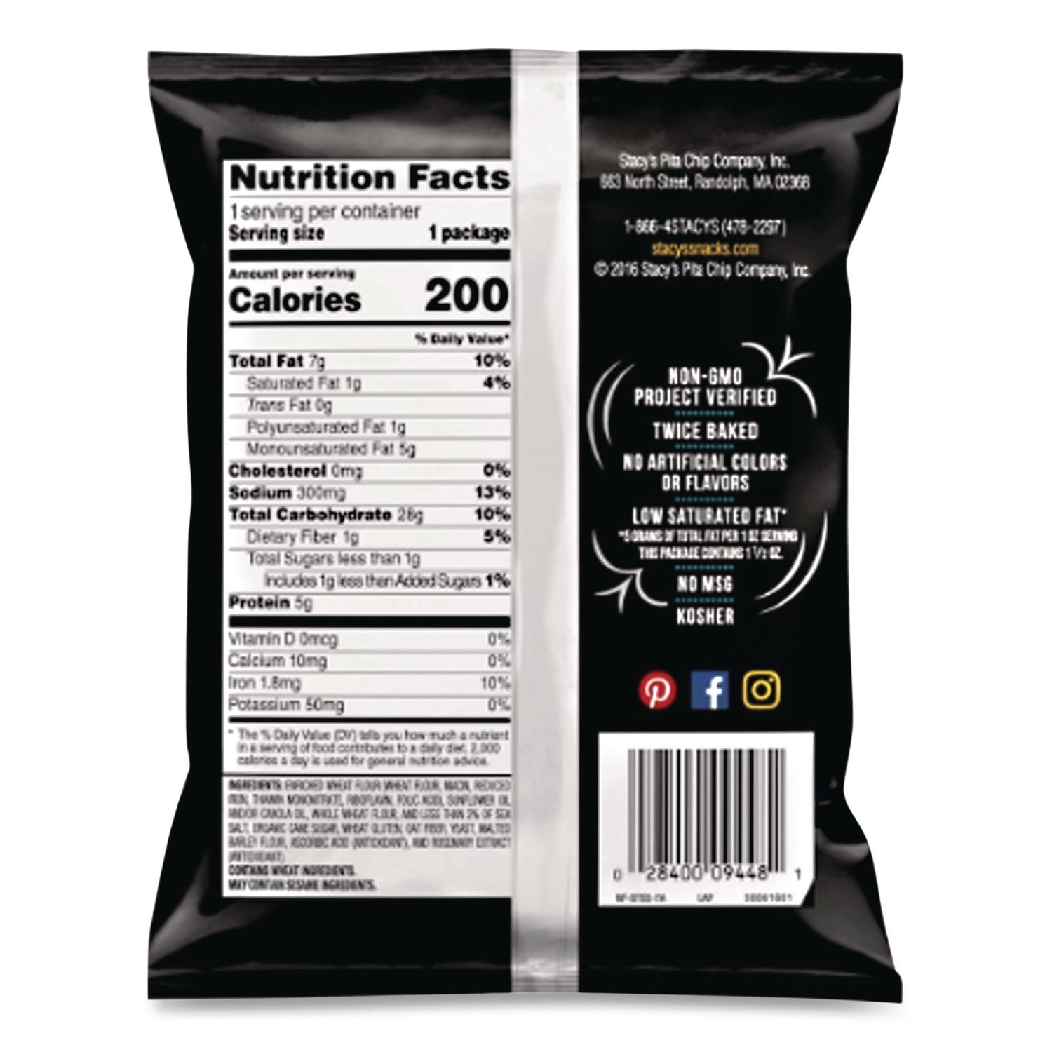Pita Chips, 1.5 oz Bag, Original, 24/Carton