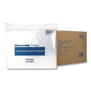 Plastic Zipper Bags, 2 mil, 7" x 8", Clear, 1,000 Bags/Box, 2 Boxes/Carton