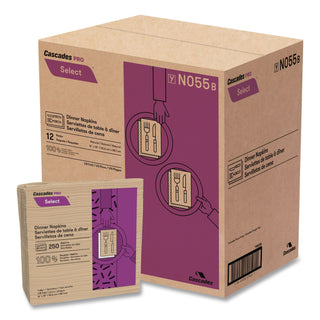 Select Dinner Napkins, 1-Ply, 16 x 15.5, Natural, 250/Pack, 12 Packs/Carton