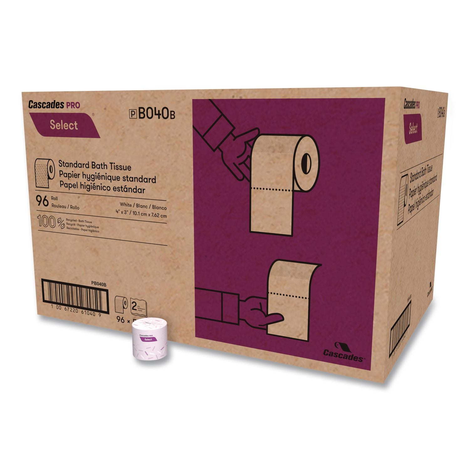 Select Standard Bath Tissue, 2-Ply, White, 4 x 3.19, 500/Roll, 96/Carton