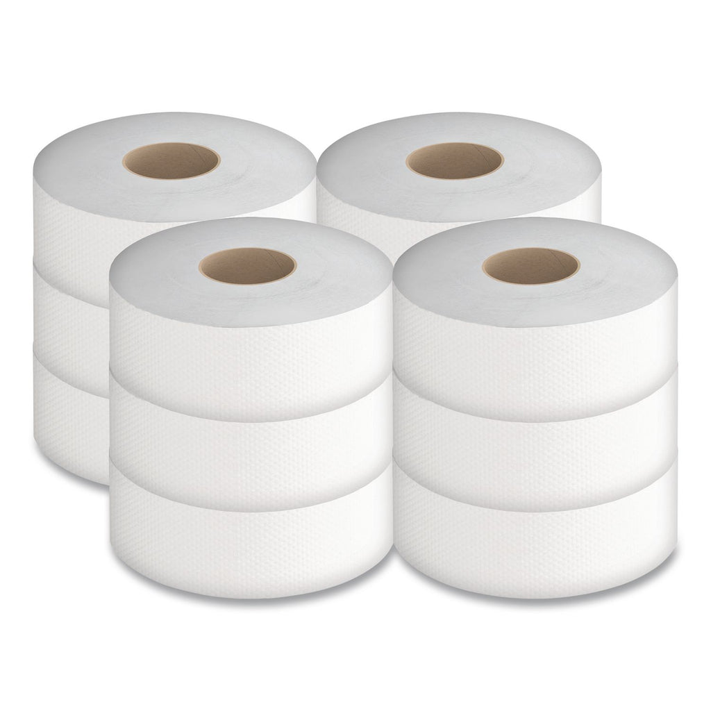 Select Jumbo Bath Tissue, Septic-Safe, 1-Ply, White, 3.3" x 2,000 ft, 12 Rolls/Carton