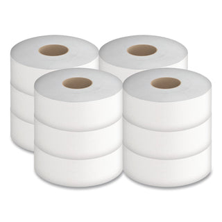 Select Jumbo Bath Tissue, Septic-Safe, 1-Ply, White, 3.3" x 2,000 ft, 12 Rolls/Carton