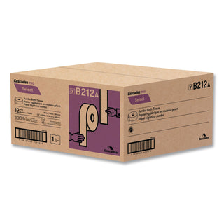 Select Jumbo Bath Tissue, Septic-Safe, 1-Ply, White, 3.3" x 2,000 ft, 12 Rolls/Carton
