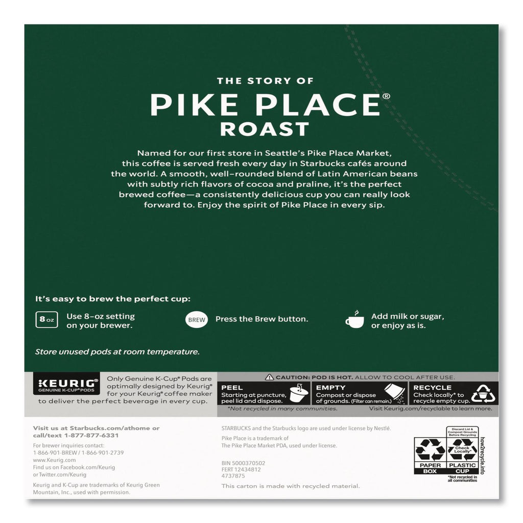 Pike Place Coffee K-Cups Pack, 24/Box, 4 Box/Carton
