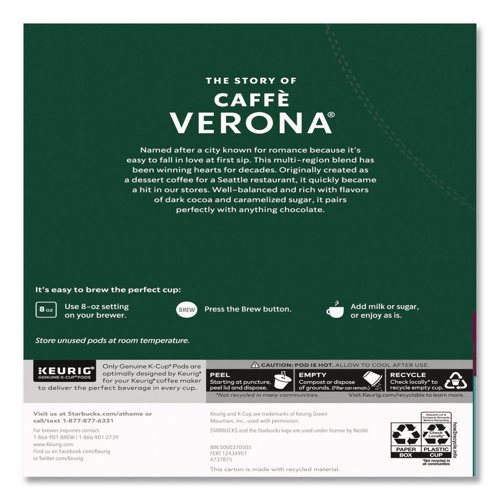 Caffe Verona Coffee K-Cups Pack, 24/Box, 4 Boxes/Carton
