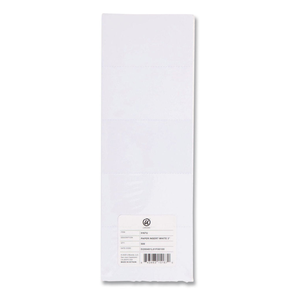 Data Card Replacement, 3 x 1.75, White, 500/Pack
