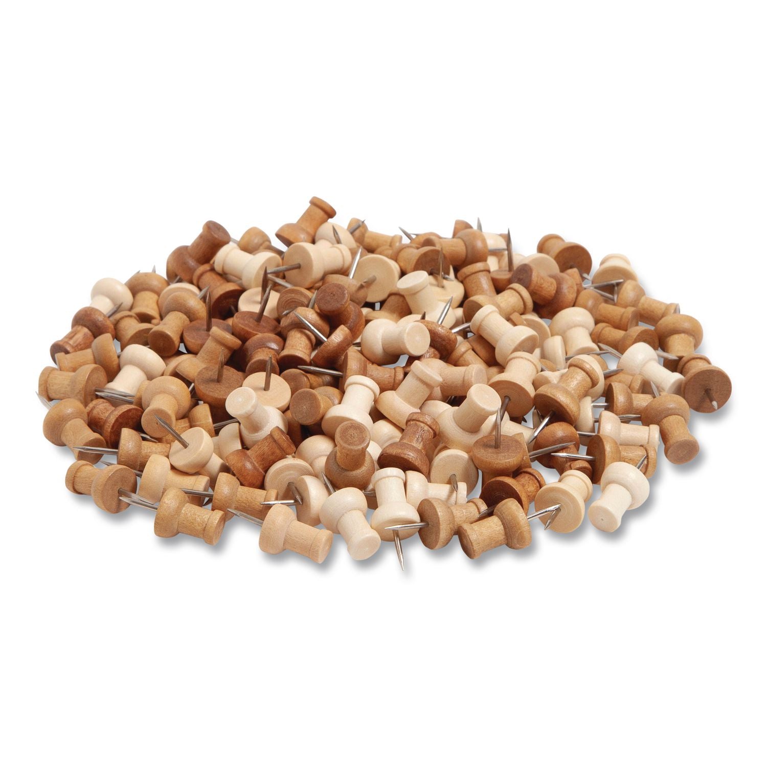 Fashion Push Pins, Wood, Assorted, 0.38", 100/Pack