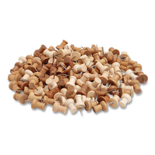 Fashion Push Pins, Wood, Assorted, 0.38", 100/Pack
