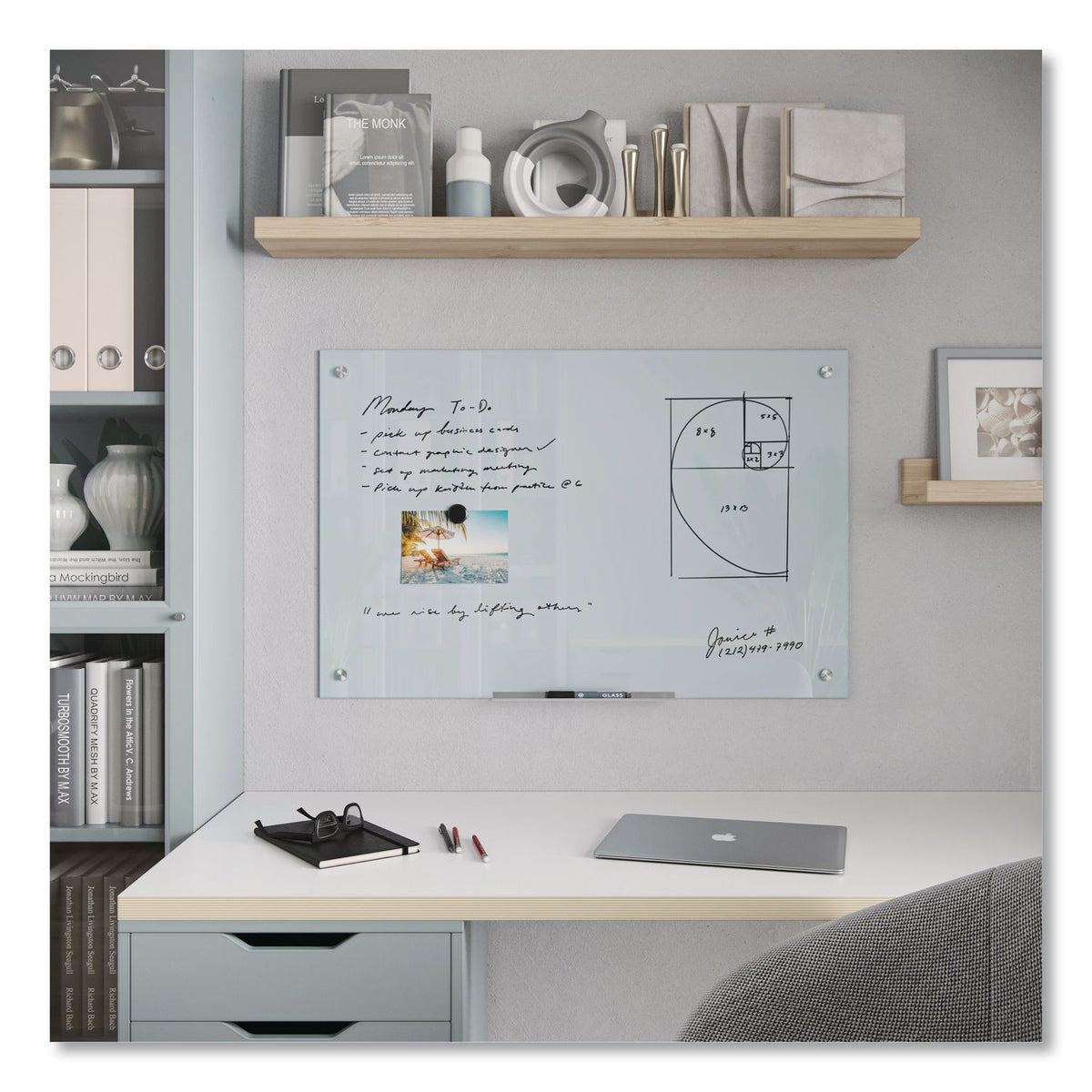 Magnetic Glass Dry Erase Board Value Pack, 35" x 23", Frosted White