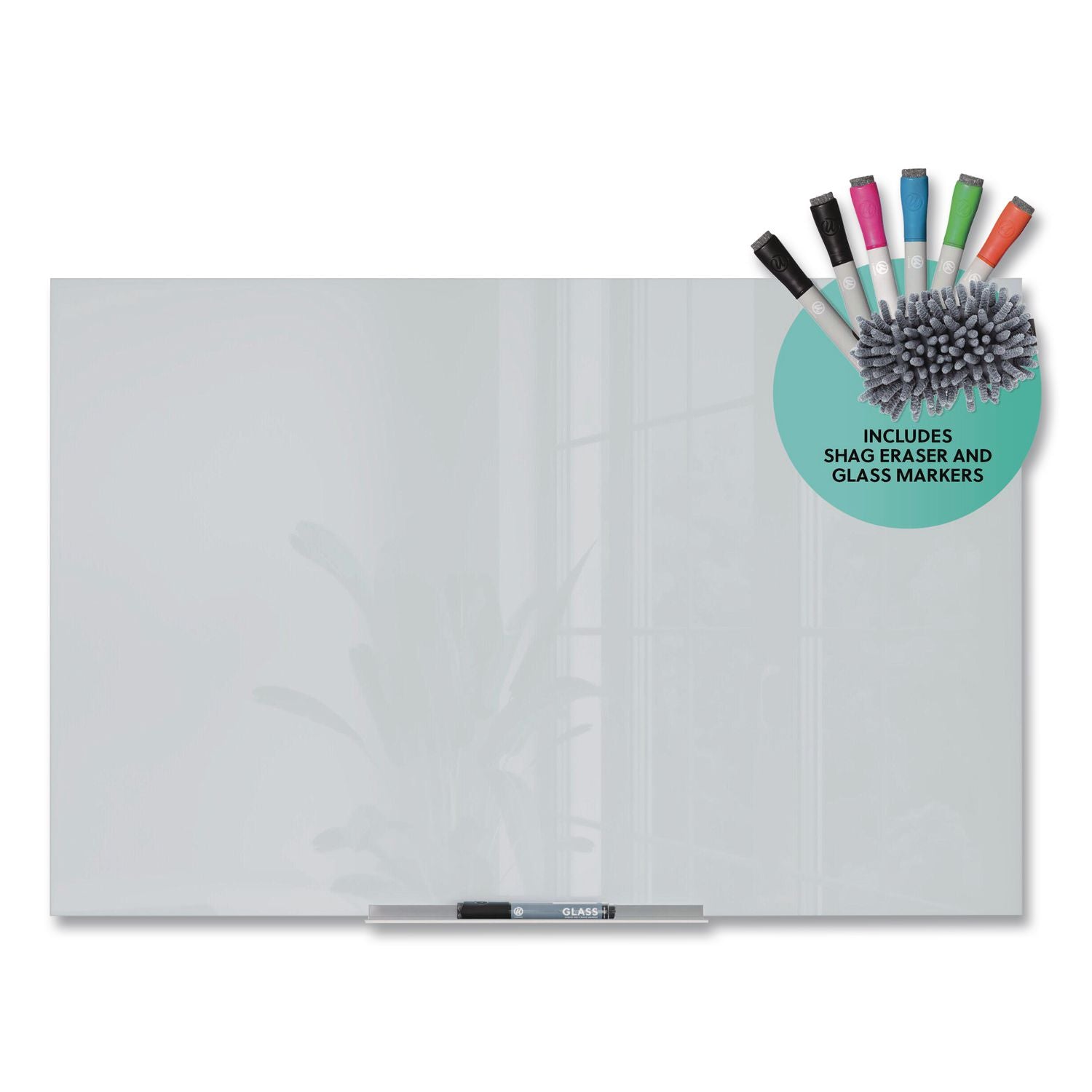 Floating Glass Dry Erase Board, 35 x 23, White