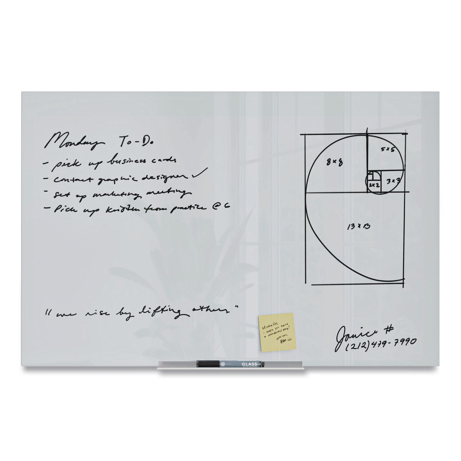 Floating Glass Dry Erase Board, 35 x 23, White