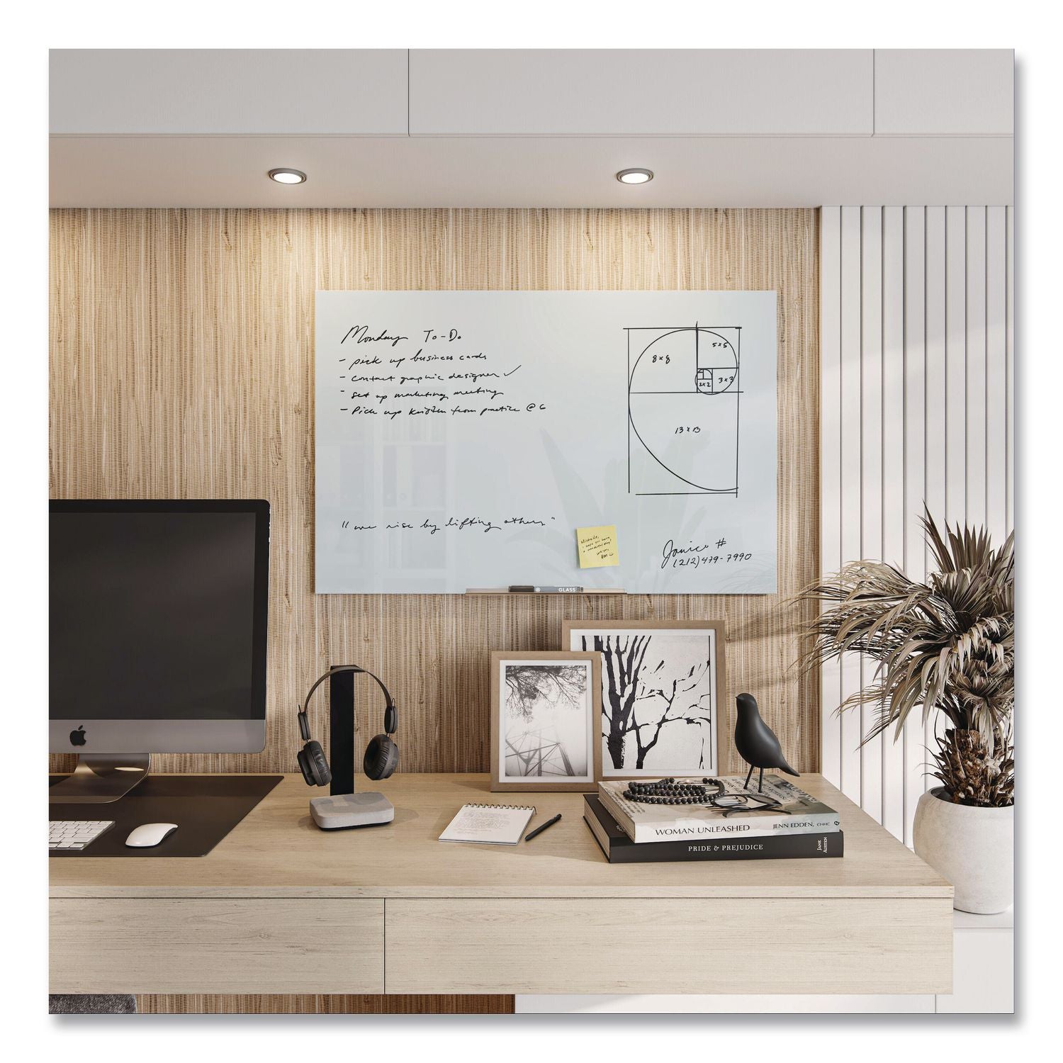 Floating Glass Dry Erase Board, 35 x 23, White