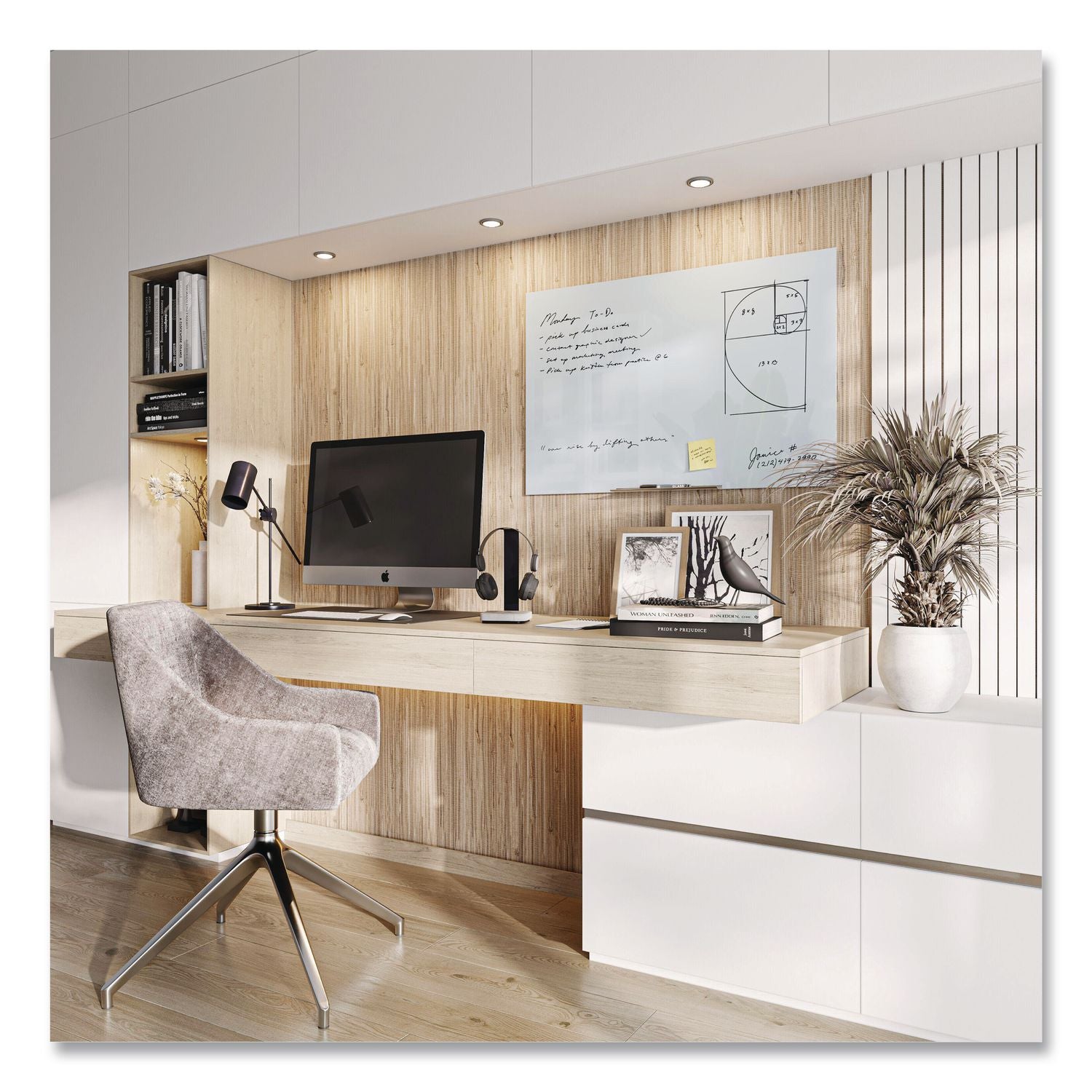 Floating Glass Dry Erase Board, 35 x 23, White