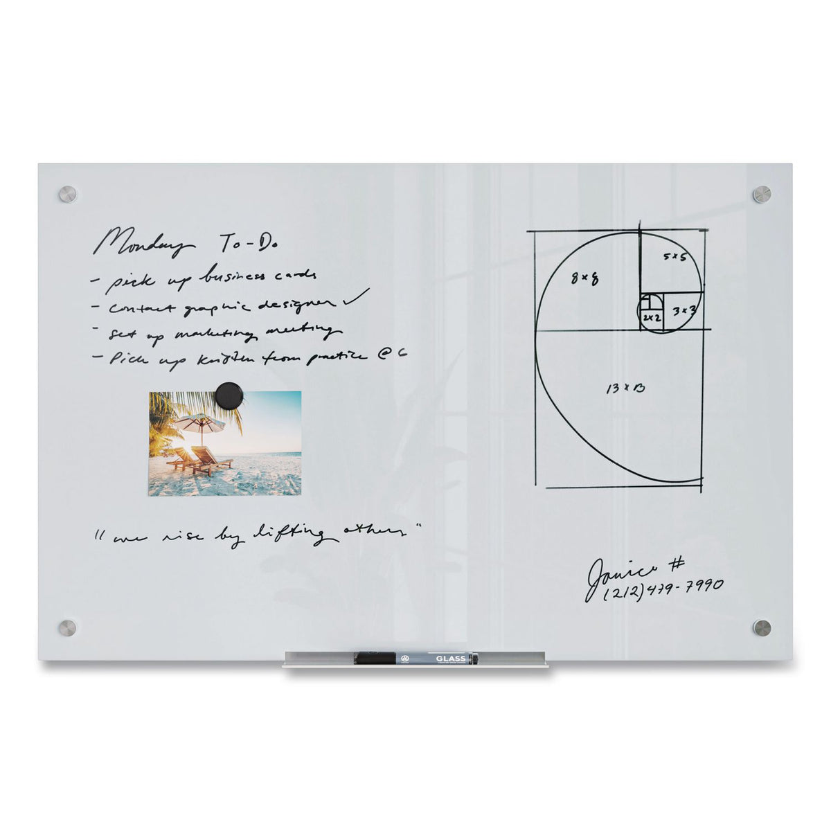 Magnetic Glass Dry Erase Board Value Pack, 35" x 23", Frosted White