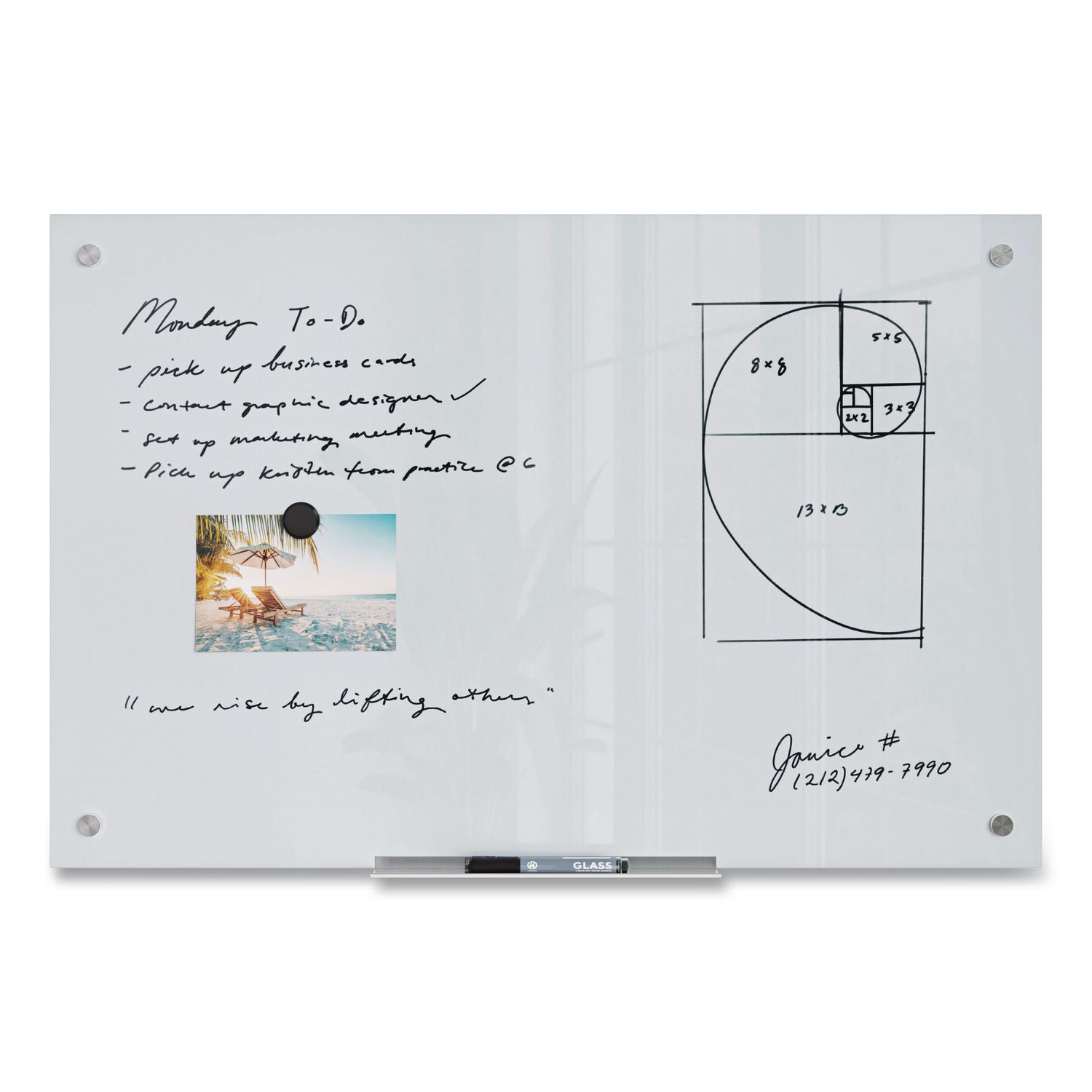 Magnetic Glass Dry Erase Board Value Pack, 35" x 23", Frosted White