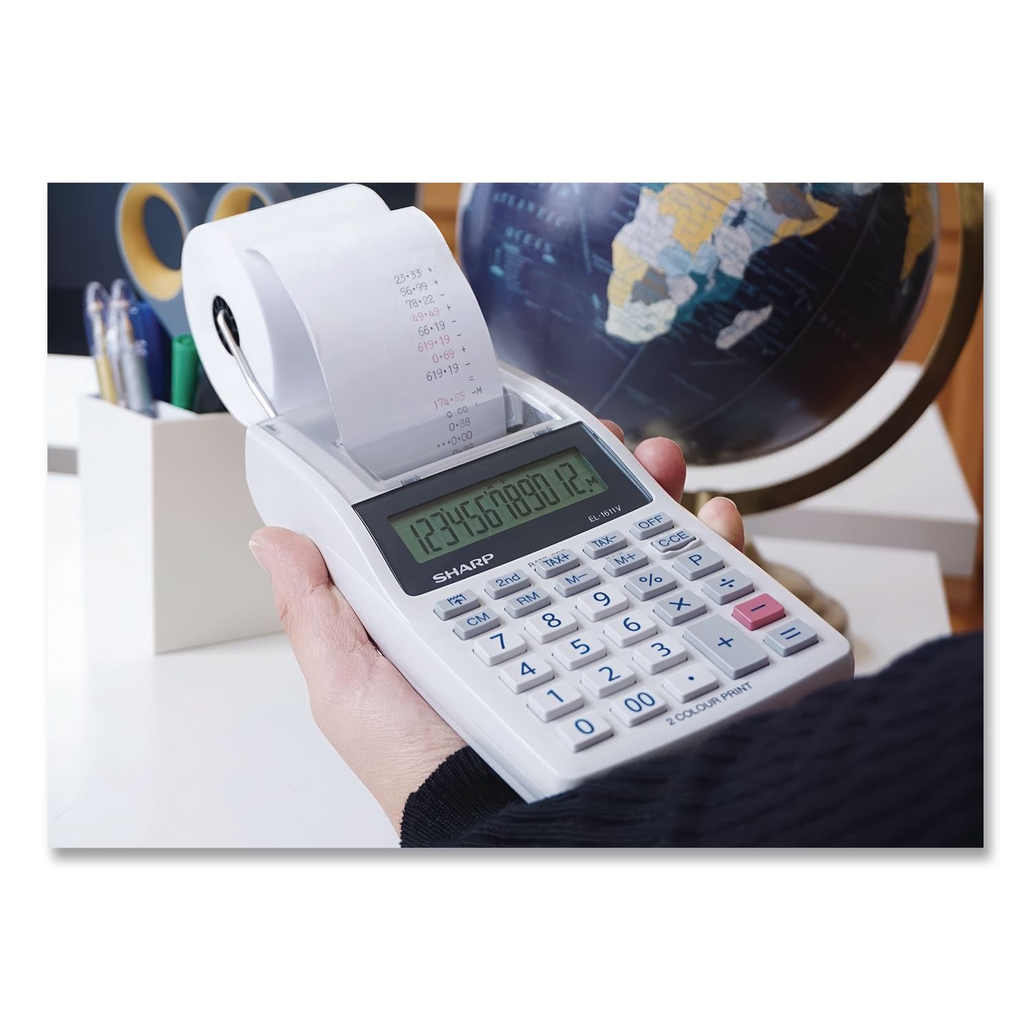 EL-1611V Printing Calculator, Black/Red Print, 2 Lines/Sec