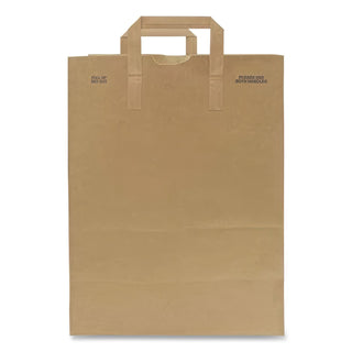 Grocery Paper Bags, Attached Handle, 30 lb Capacity, 1/6 BBL, 12 x 7 x 17, Kraft, 300 Bags