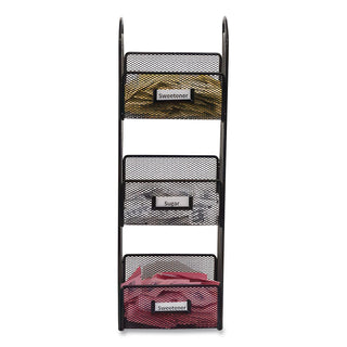 Onyx Breakroom Organizers, 3 Compartments, 6 x 6 x 18, Steel Mesh, Black