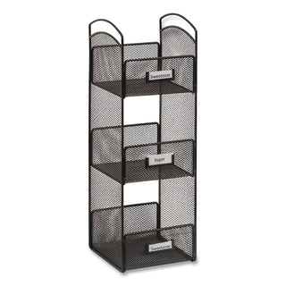 Onyx Breakroom Organizers, 3 Compartments, 6 x 6 x 18, Steel Mesh, Black