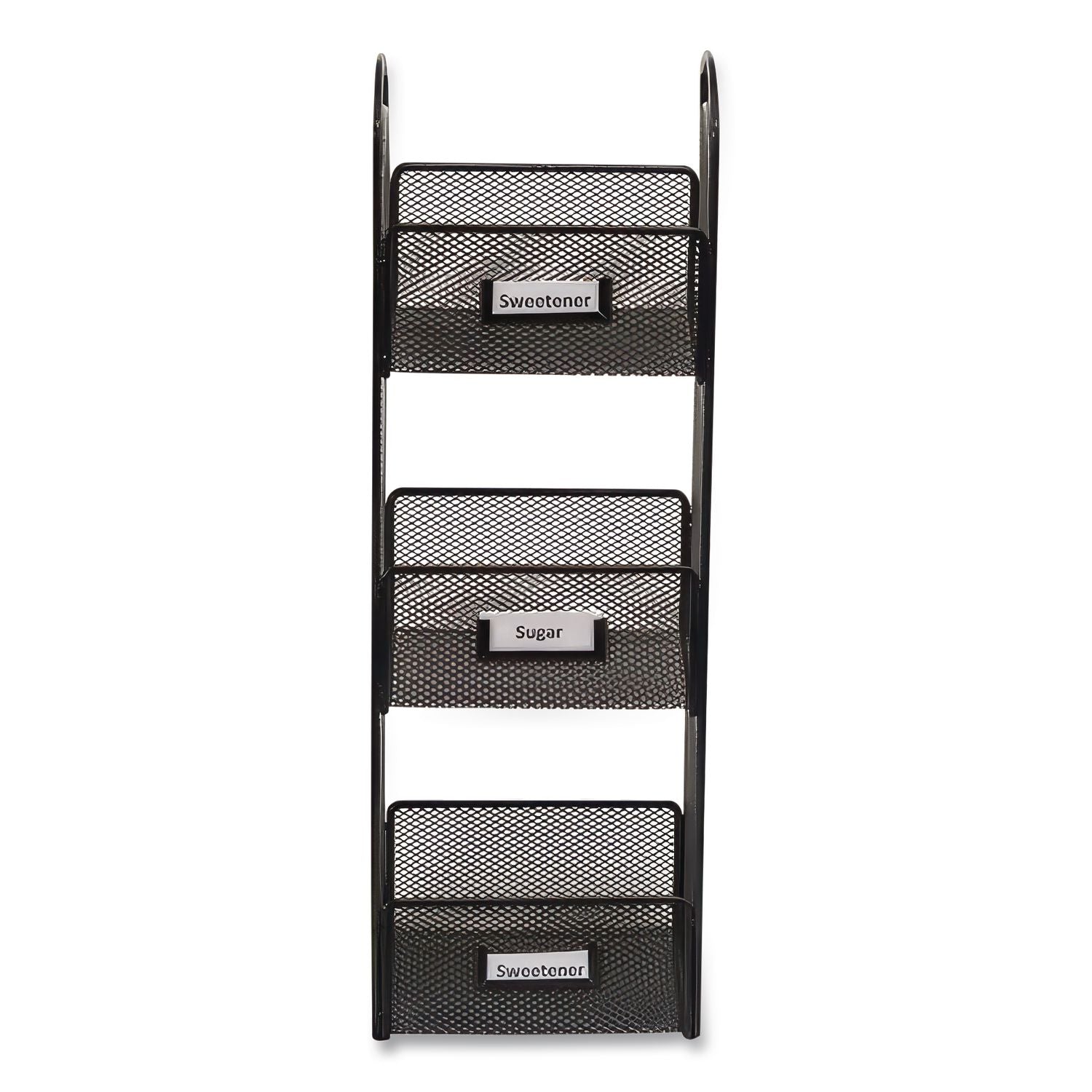Onyx Breakroom Organizers, 3 Compartments, 6 x 6 x 18, Steel Mesh, Black