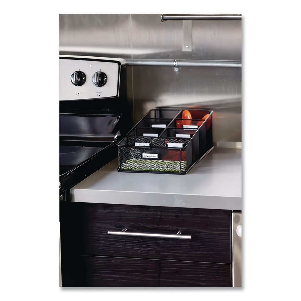Onyx Breakroom Organizers, 7 Compartments, 16 x 8.5 x 5.25, Steel Mesh, Black