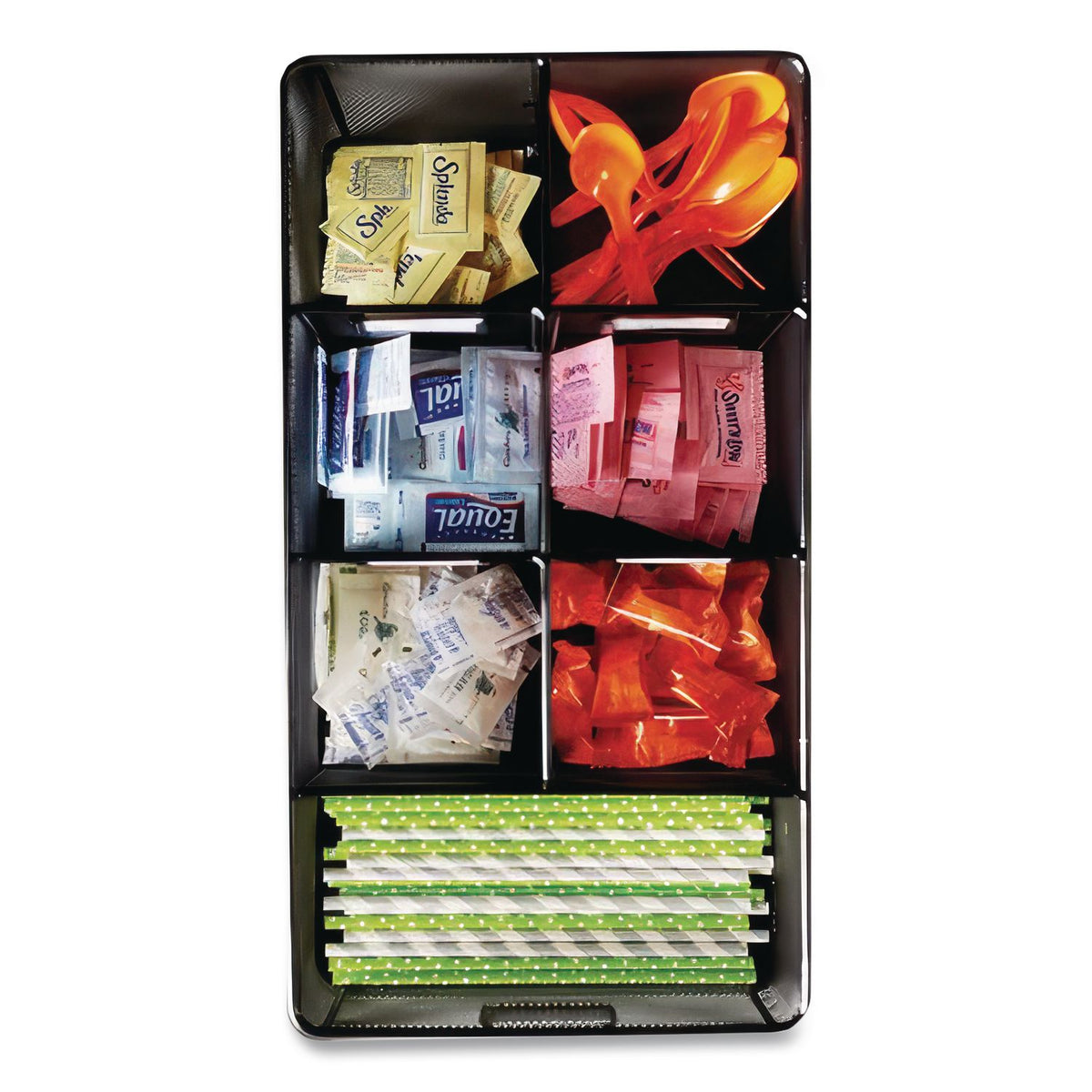 Onyx Breakroom Organizers, 7 Compartments, 16 x 8.5 x 5.25, Steel Mesh, Black