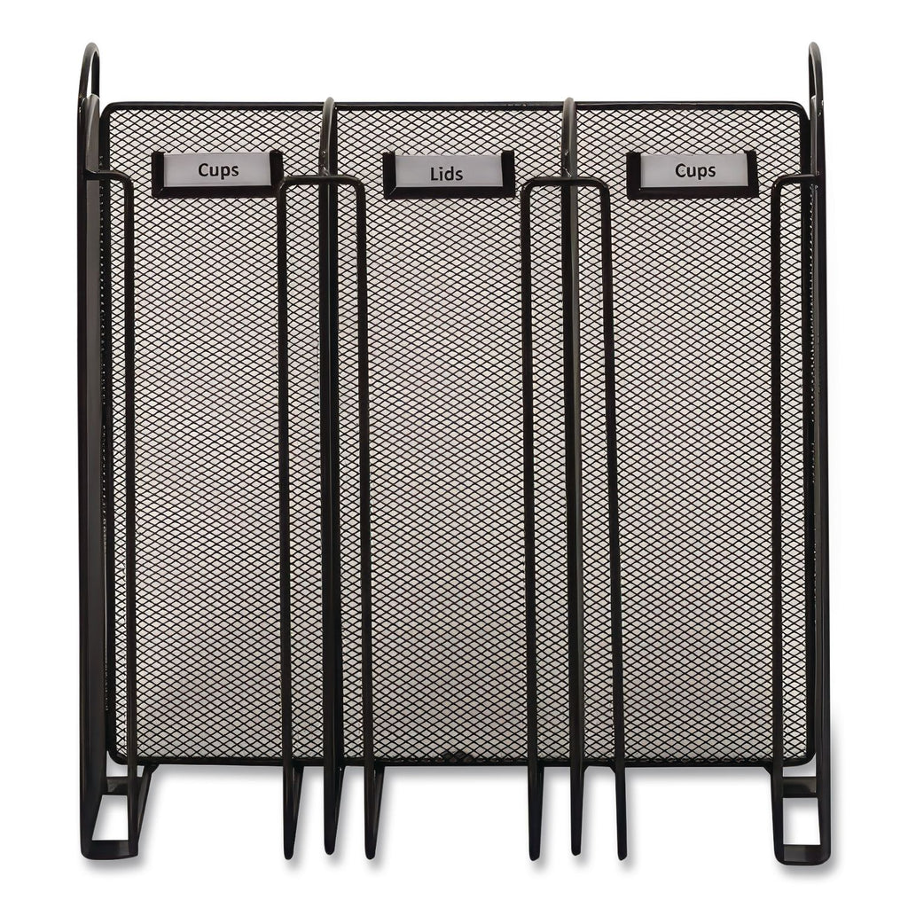 Onyx Breakroom Organizers, 3 Compartments, 12.75 x 4.5 x 13.25, Steel Mesh, Black