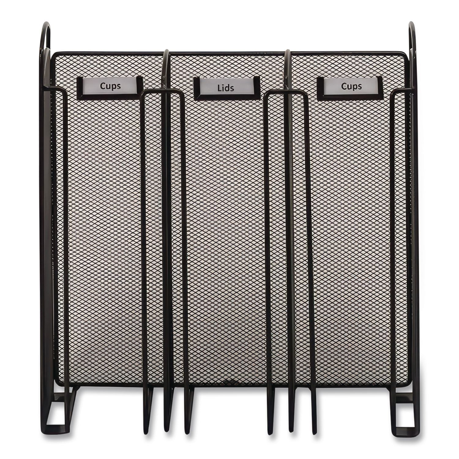 Onyx Breakroom Organizers, 3 Compartments, 12.75 x 4.5 x 13.25, Steel Mesh, Black