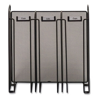Onyx Breakroom Organizers, 3 Compartments, 12.75 x 4.5 x 13.25, Steel Mesh, Black