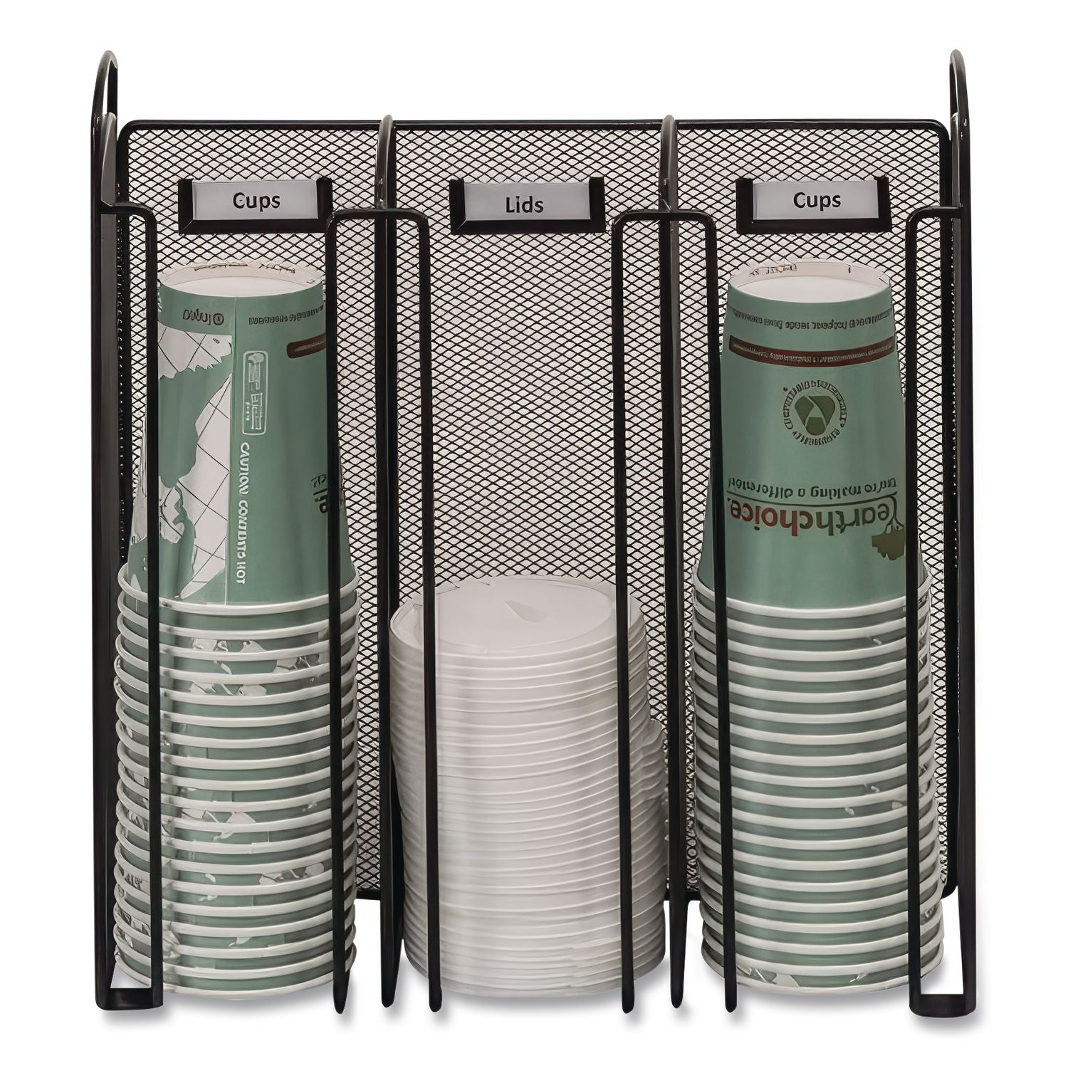 Onyx Breakroom Organizers, 3 Compartments, 12.75 x 4.5 x 13.25, Steel Mesh, Black